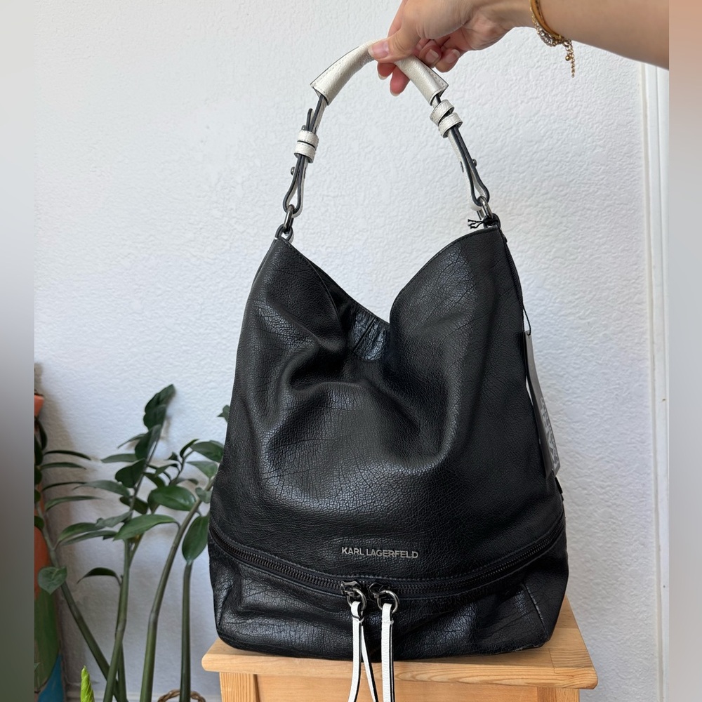 Karl Lagerfeld Black and White Hobo Bag